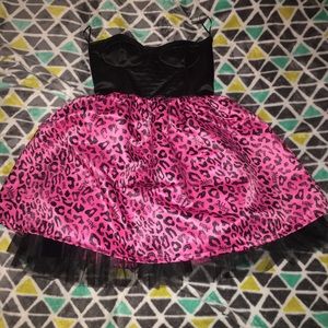 Black & Pink Strapless Prom Dress